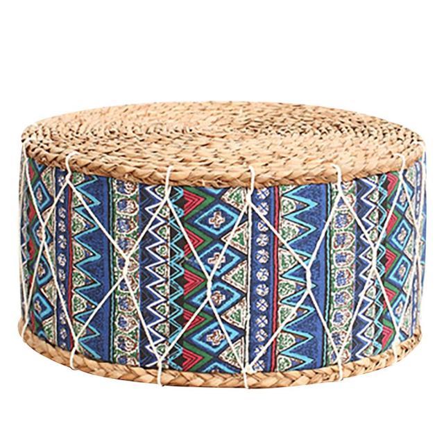 Blue Wicker Pouf