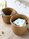 Large Yellow Wicker Laundry Basket