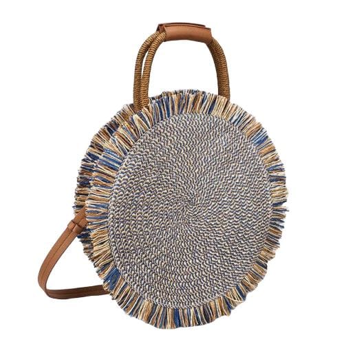 Round Wicker Bag with Strap