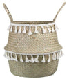 Round Wicker Basket with Fringes