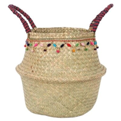 Round Wicker Decorative Basket with Handles