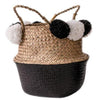 Round Willow Basket with Pom Poms